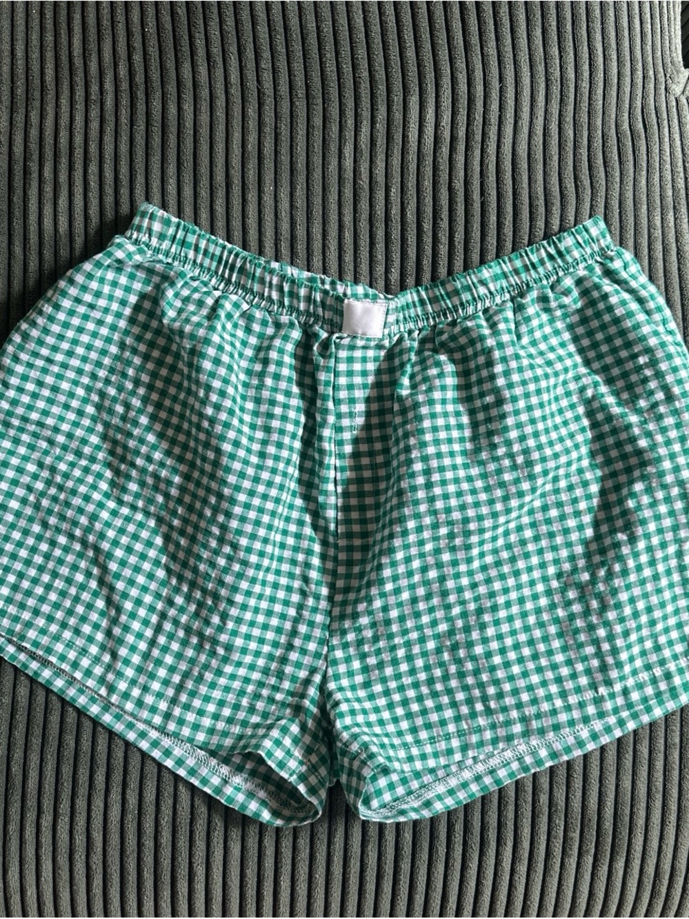 Amazon Green Gingham Women’s Elastic-Waist Shorts